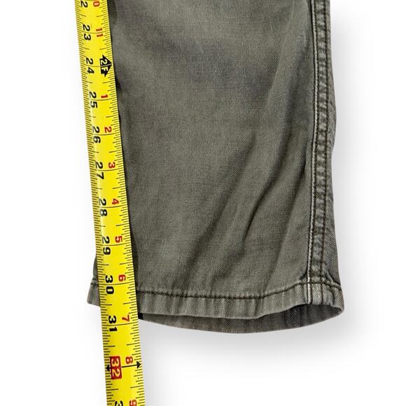 American Eagle Army Green Linen Blend Cargo Pants Womens 4 Distressed Grunge - Picture 15 of 15